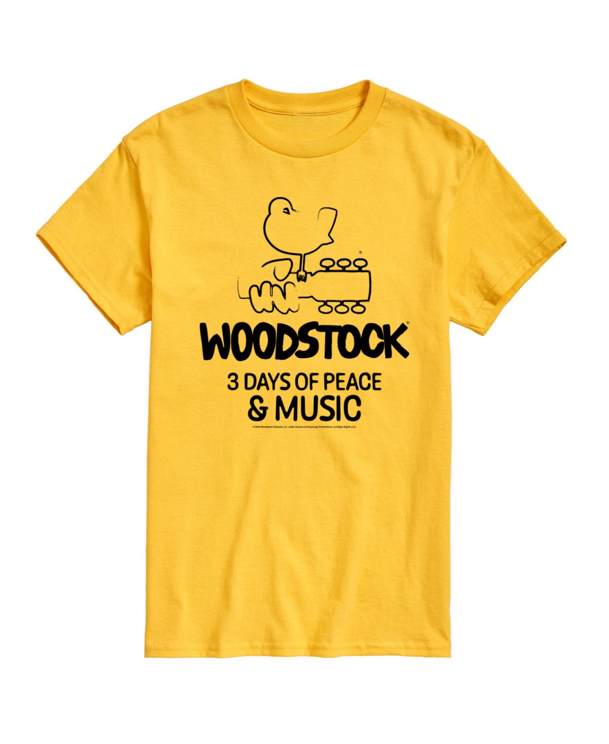 Hybrid Apparel Woodstock 3 Days Of Peace And Music Mens Short Sleeve Tee - Yellow