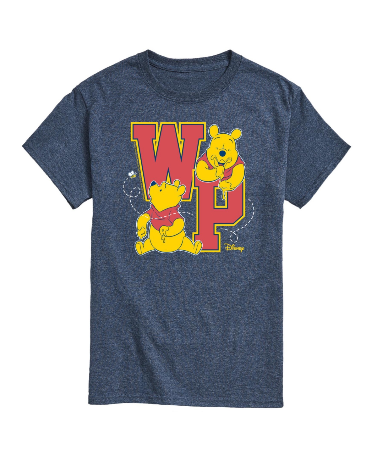 Airwaves Hybrid Apparel Winnie The Pooh Collegiate Letters Mens Short Sleeve Tee In Navy