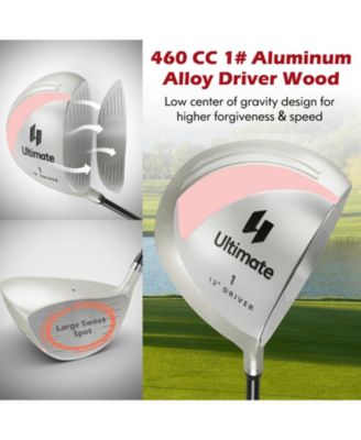 9 PCS Women's Complete Golf Club Set Right Handed with 460cc Alloy Driver Irons