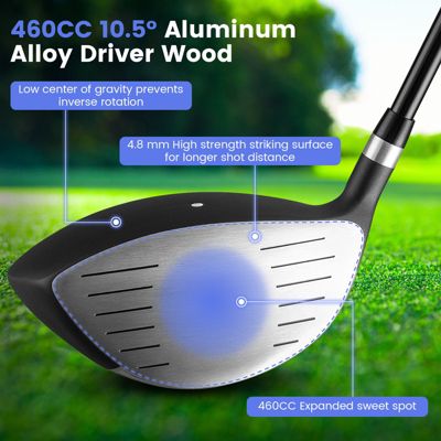 9 PCS Men's Complete Golf Club Set Right Handed with 460cc Alloy Driver Irons