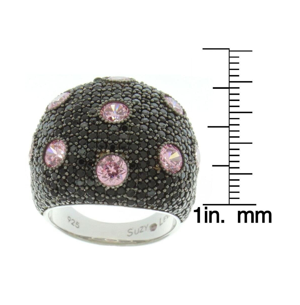 Suzy Levian New York Suzy Levian Sterling Silver Cubic Zirconiaand Pink Pave Oversized Dome Ring - Black