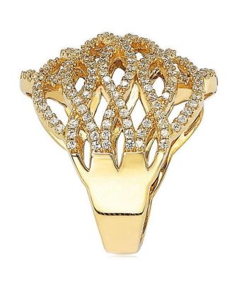 Suzy Levian Sterling Silver Cubic Zirconia Pave-set 5-row Infinity Ring