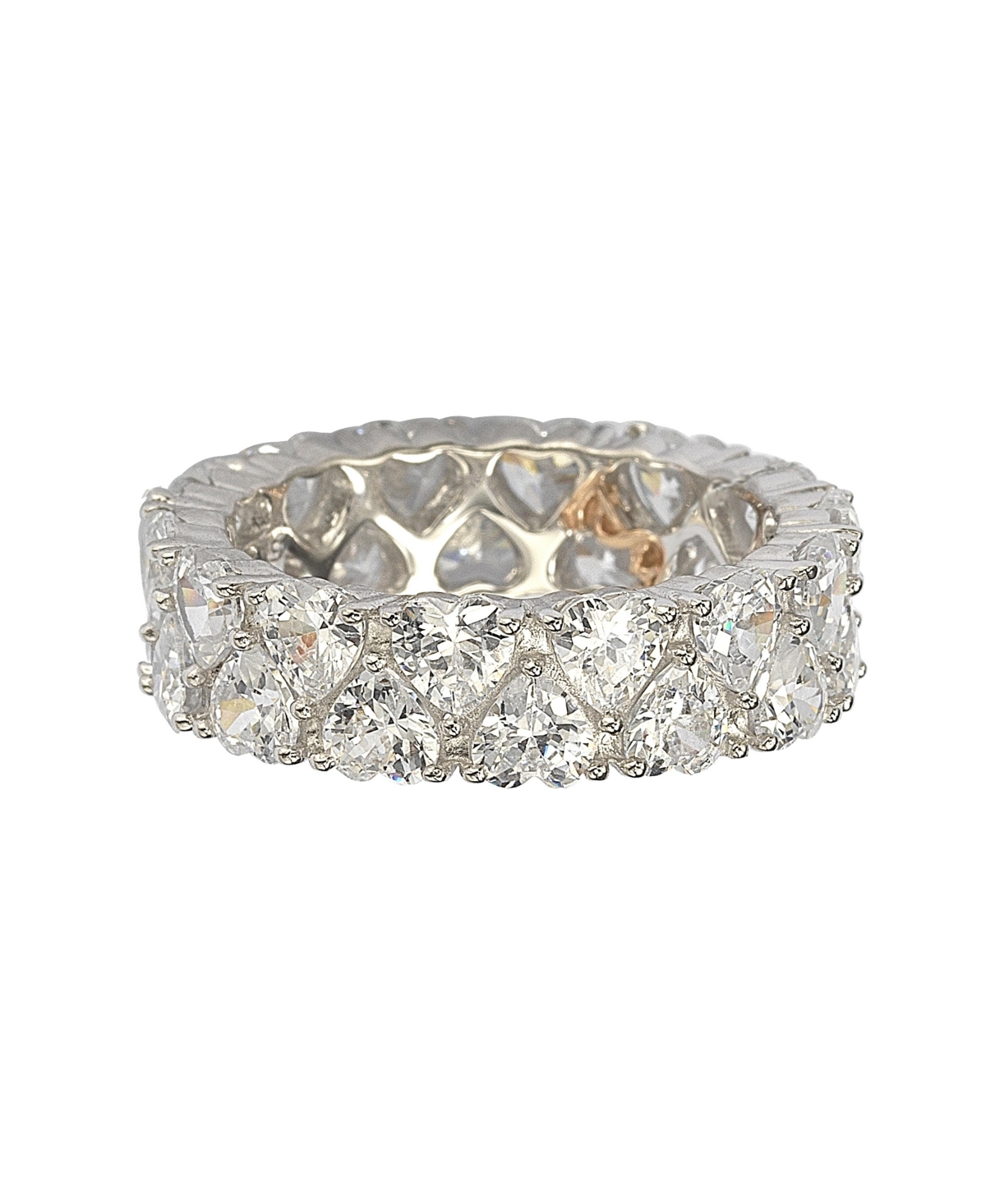 Suzy Levian New York Suzy Levian Sterling Silver Cubic Zirconia Heart ClusterEternity Band - White