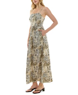 Juniors' Animal-Print Square-Neck Maxi Dress