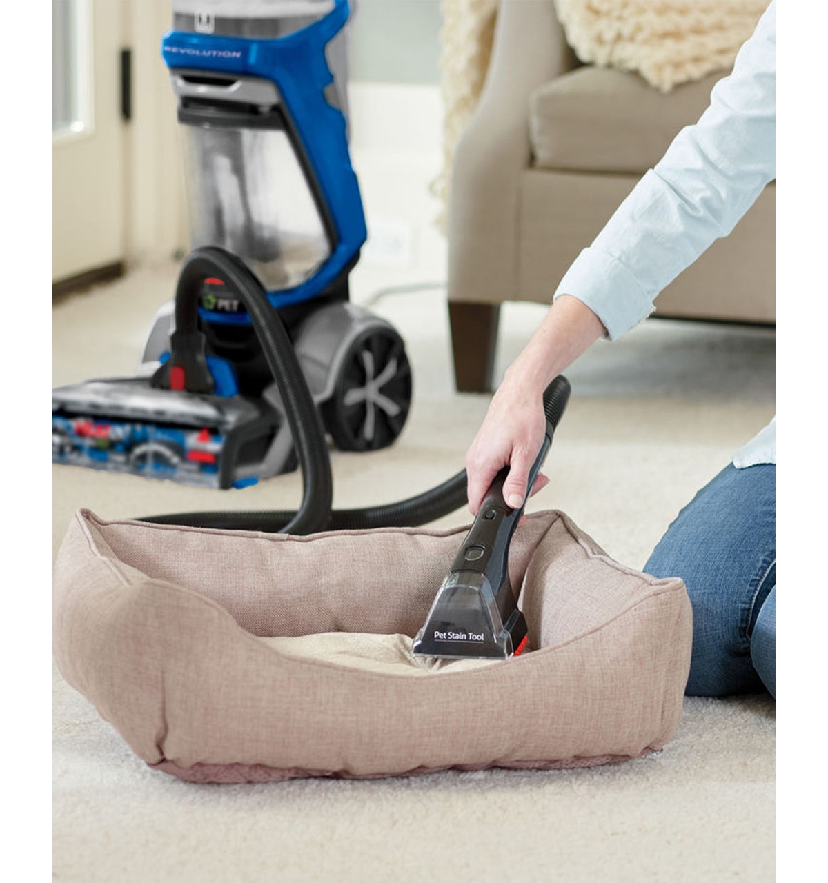 Shop Bissell Proheat 2x Revolution Pet Carpet Cleaner In Gray With Black And Blue Accents