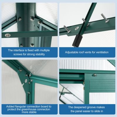 Aluminum Polycarbonate Greenhouse with Raised Base