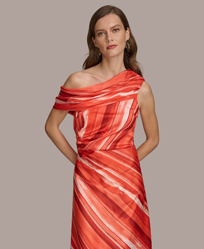 Donna Karan New York Donna Karan Women's One-Shoulder A-Line Midi Dress ...