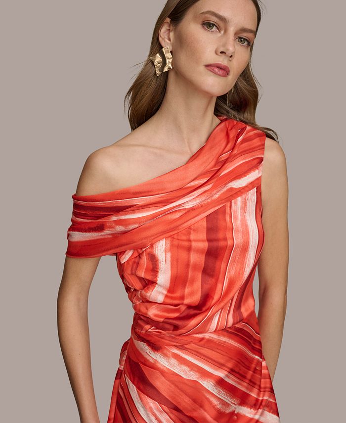 Donna Karan New York Donna Karan Women's One-Shoulder A-Line Midi Dress ...