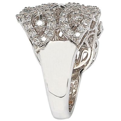Suzy Levian Sterling Silver Cubic Zirconia Pave Leaf Vine Ring