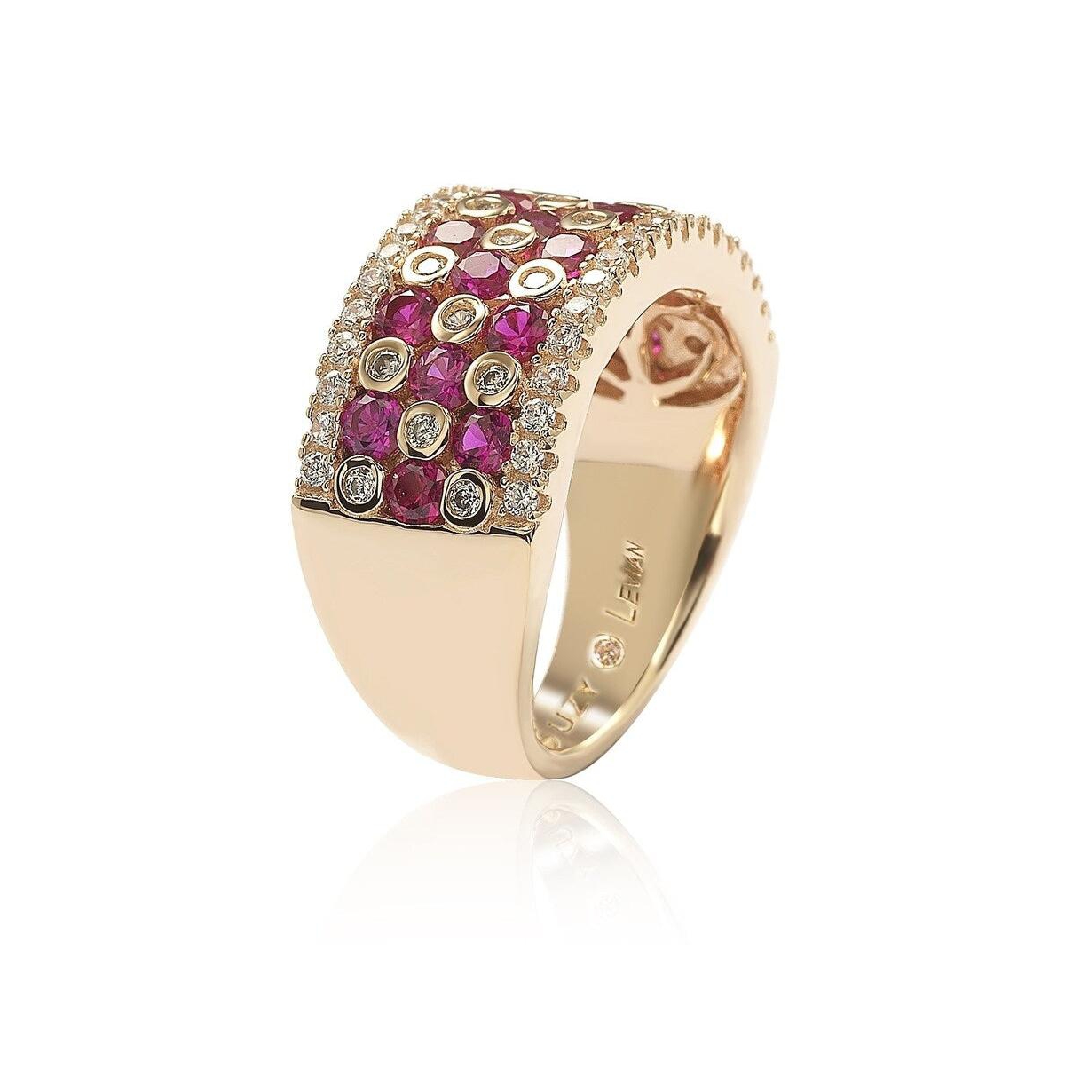 Suzy Levian New York Suzy Levian Rose Sterling Silver Red and White Cubic Zirconia Ring