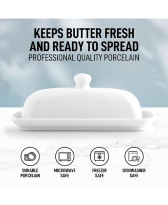 Classic Style Porcelain White Butter Dish With Lid