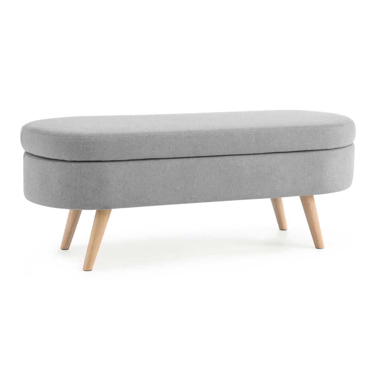 Streamdale Furniture Ottoman Oval Storage Bench, Rubberwood Legs