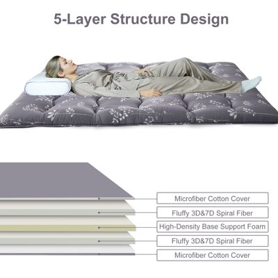 3" Thick Futon Mattress Floral Print Floor Mattress Pad Portable Dorm Sleeping Pad, Twin Size