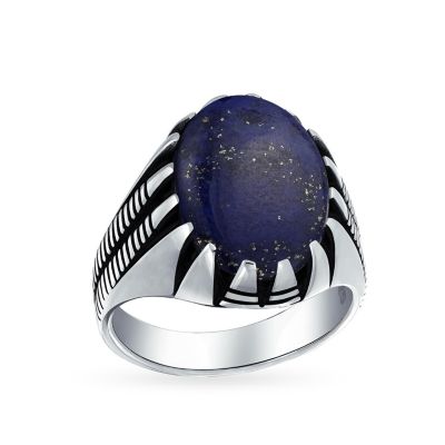 Men's Oval Green Labradorite Animal Claw Signet Ring .925 Sterling Silver