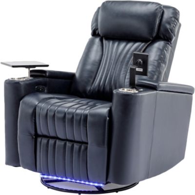 Streamdale Blue Power Swivel Recliner with Storage & LED Light