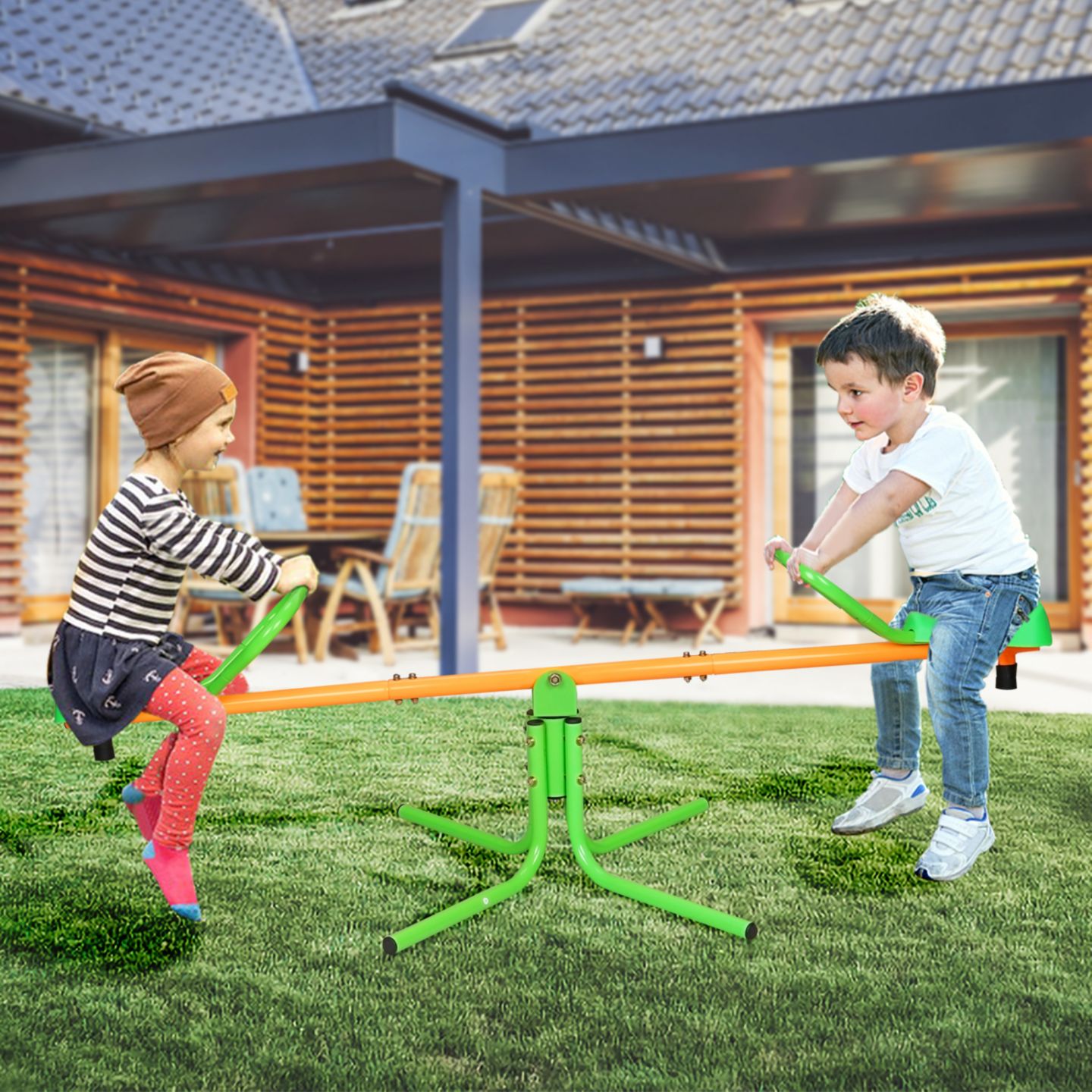 Детская игрушка Streamdale Furniture Spinning Teeter Totter Iron 360-Degree Rotation Seesaw, Ages 3-8, цвет: Зелёный — фото 6