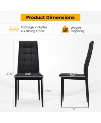 Set of 4 Fabric Dining Chairs Set with Upholstered Cushion and High Back