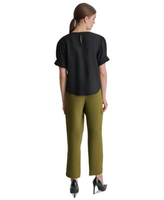 Women's Puff-Sleeve Pleated Blouse