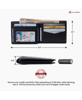Men's Leather RFID Bifold Wallet 2 ID Windows Divided Bill Section