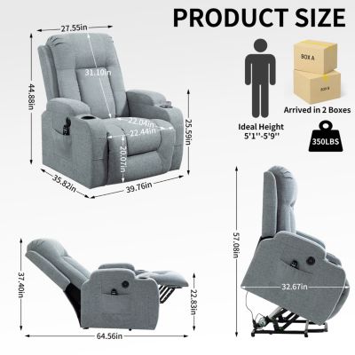 350lbs Power Lift Recliner with Massage & Heating