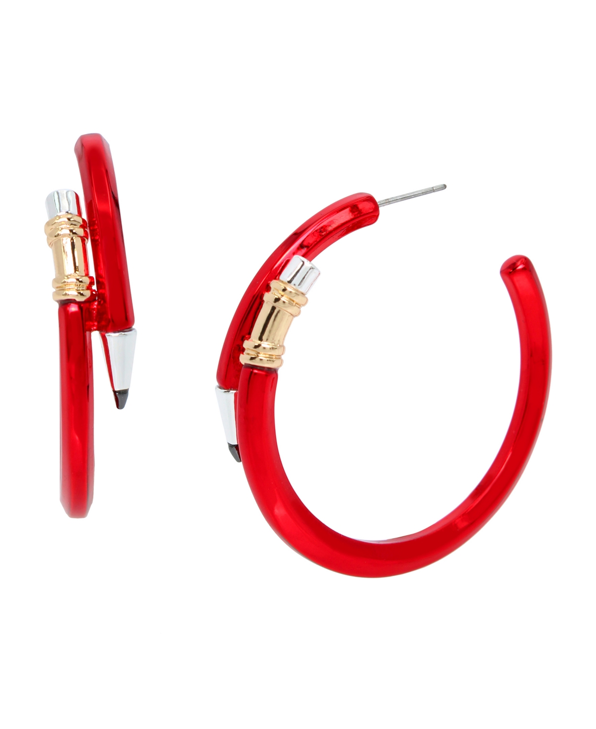 Betsey Johnson Red Pencil Hoop Earrings