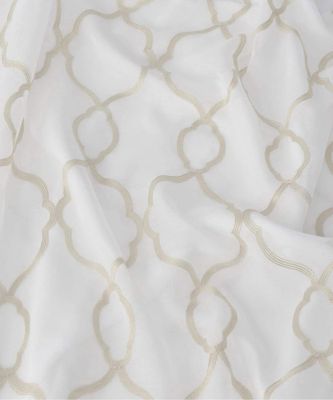 2 Pack Geo Trellis Double Layered Sheer Embroidered Grommet Curtains