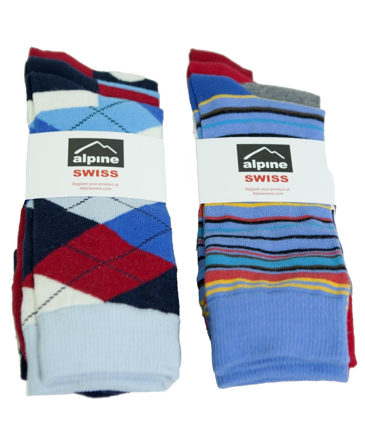 Носки Designs для мужчин, хлопок, в рубчик — Alpine Swiss, цвет: Bright Pack — фото 8