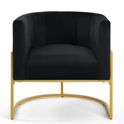 Golden Metal Chair with Velvet Upholstery