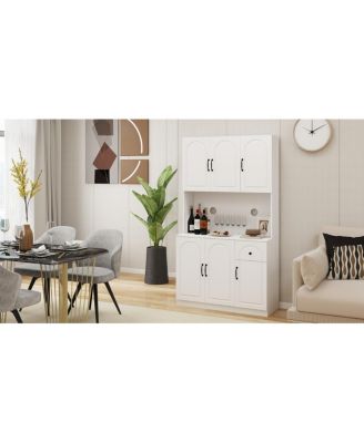 Kitchen Pantry Storage Cabinet With Microwave Oven Countertop