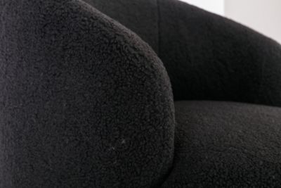 Teddy Fabric Swivel Barrel Chair with Black Ring