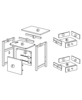  Black End Table with Charger & Narrow Nightstand