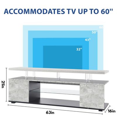 Streamdale Gray 70 Inch TV Stand with LED Gaming Console