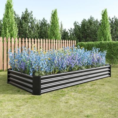 Streamdale Metal Raised Garden Bed Kit for Flowers, Veggies (7.6x3.7x0.98ft
