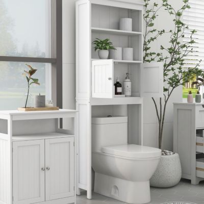 Over-the-Toilet 2-Tier Storage Shelf with Doors