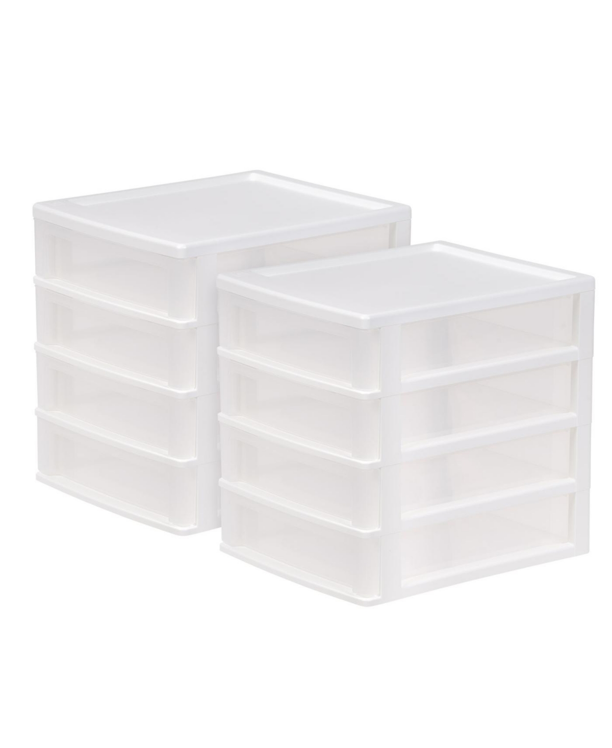 Usa 2Pack 4 Drawers Plastic Clear View Desktop Storage Organizer - White