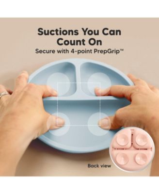 3-Pack Prep Suction Plates with Lids, 100% Silicone Baby Plates with Lid, BPA-Free Kids Divided Toddler Plates