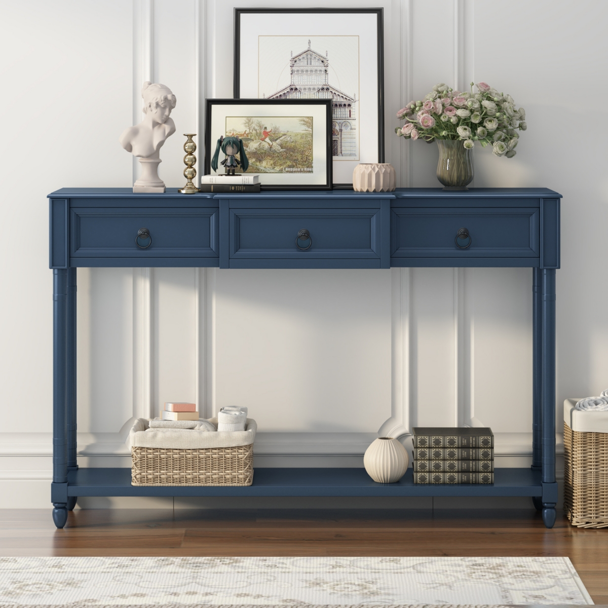 Simplie Fun Console Table Sofa Table With Drawers For Entryway With Projecting Drawers And Long Shelf
