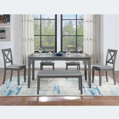 Rectangular Wooden Dining Table Set with Bench