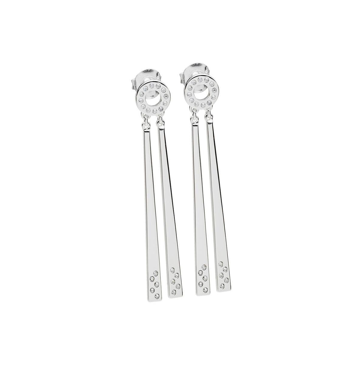 Silver 2 linea Drop Earrings - Silver