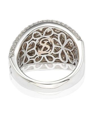 Suzy Levian Sterling Silver Cubic Zirconia Micro Pave Wide Band Ring