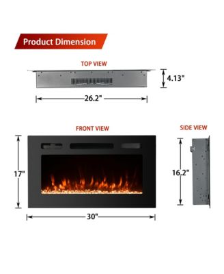 Mondawe 30" Recessed Wall-Mounted Electric Fireplace 5000 BTU Heater with Remote Control