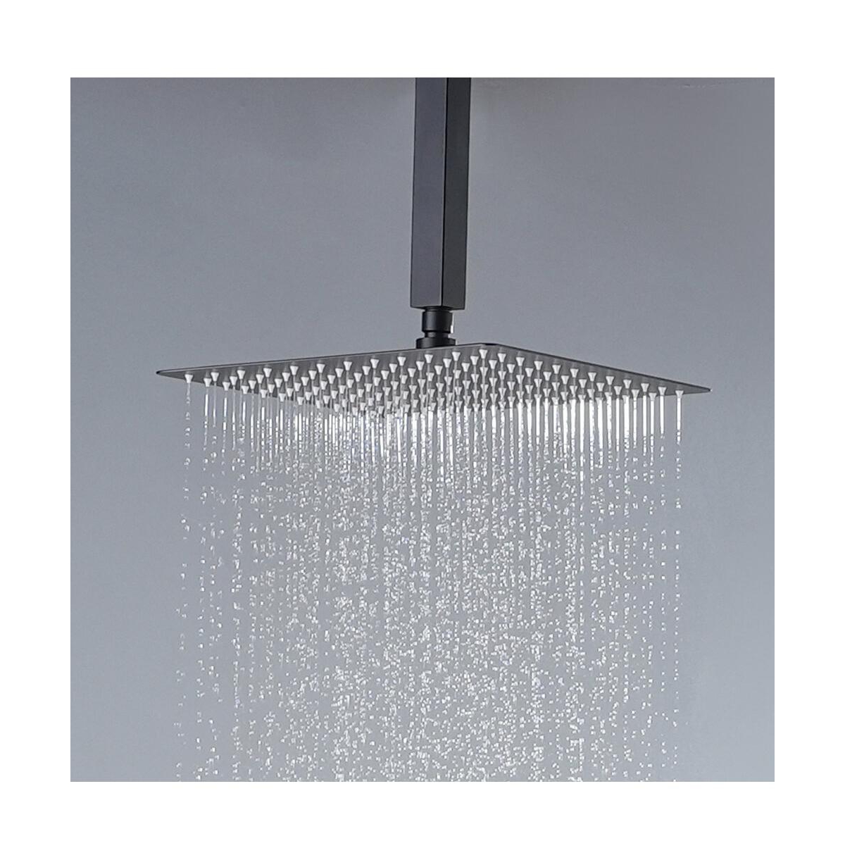 Mondawe Ceiling Mounted Thermostatic Shower System Set with Included Handheld Spray & 6 Body Jets, Brushed Nickel