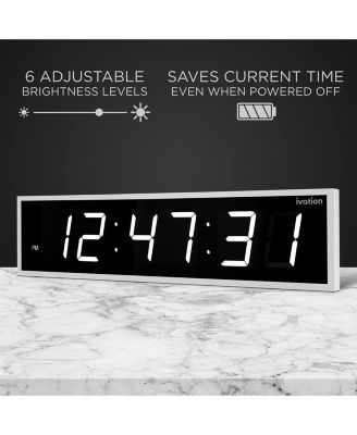 Large Digital Clock, 24" LED Wall Clock with Alarm, Timer & More