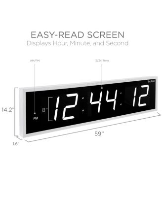 Large Digital Clock, 60" LED Wall Clock with Alarms, Timer & More