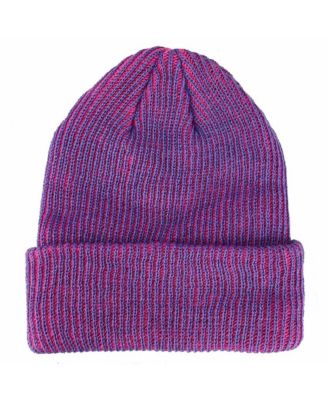 JoJo's Bizarre Adventure Men's JoJo's Bizarre Logo Flat Embroidery on Pink Purple Two-Tone Ribbed Acrylic Knitted Beanie Hat