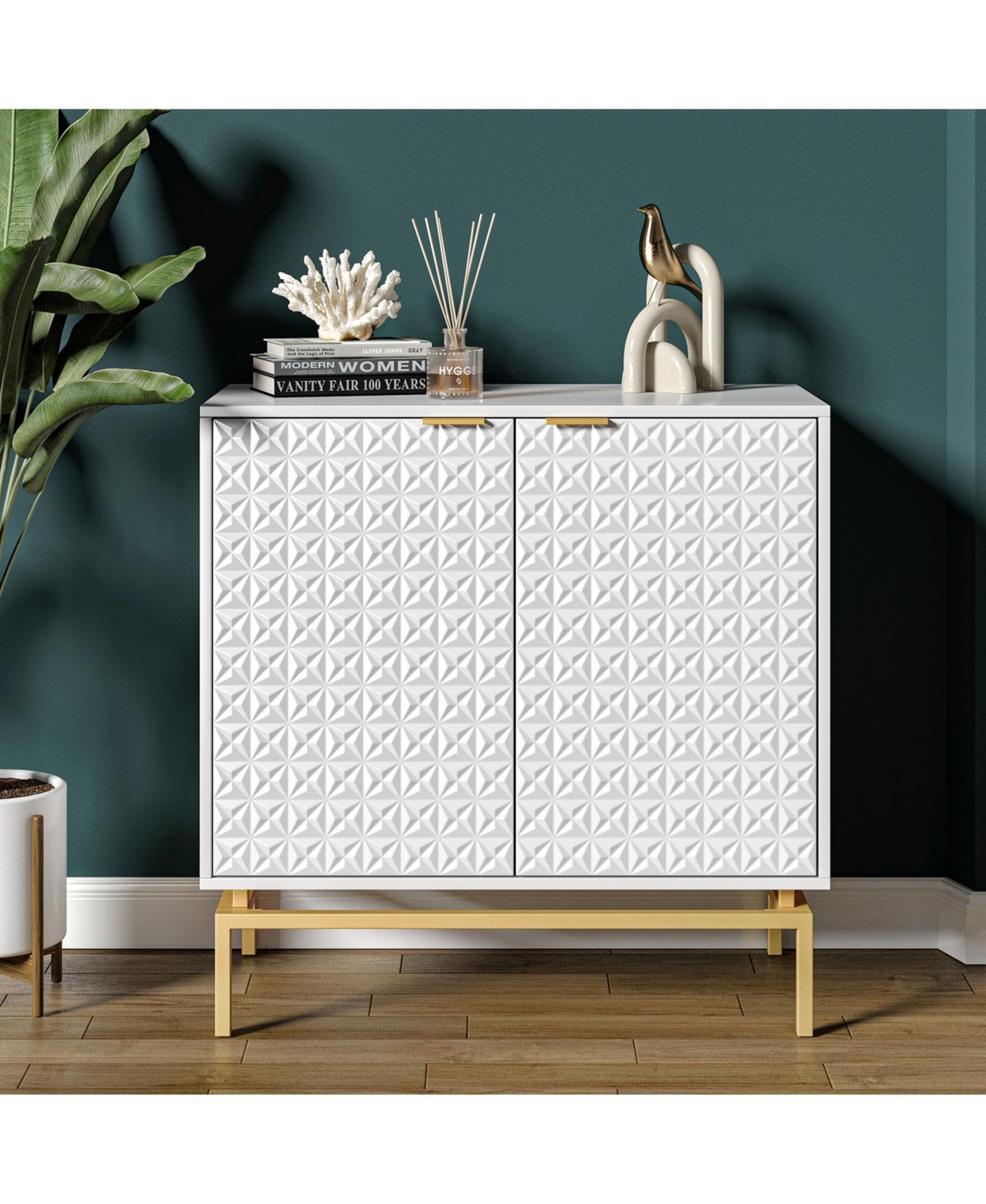 Hulala Home Chantler Mid-century Water Resistant Storage Cabinet with a Metal Base