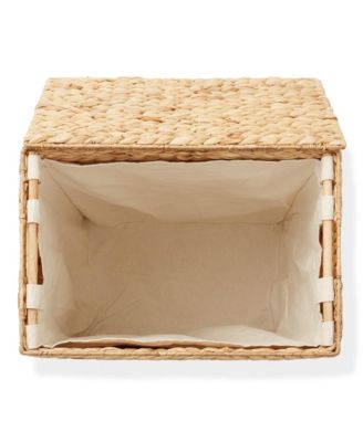 Large Laundry Hamper with Lid and Removable Liner Bag - Natural, Woven Water Hyacinth Laundry Basket for Clothes