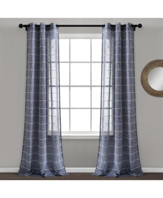 Farmhouse Textured Grommet Sheer Window Curtain Panels
