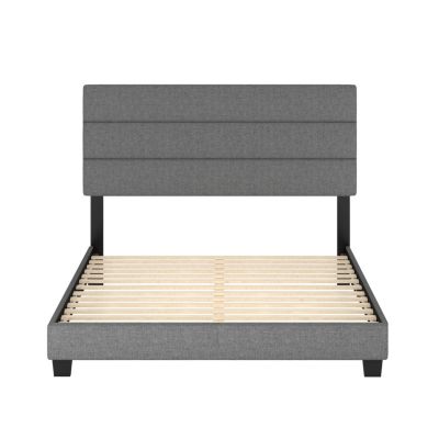Sicily Linen Upholstered Platform Bed Frame with Adjustable Headboard - Boyd Sleep