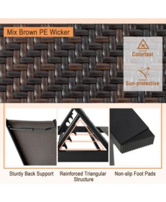 Patio PE Rattan Chaise Lounge with 5-Level Backrest and Wheels-Brown